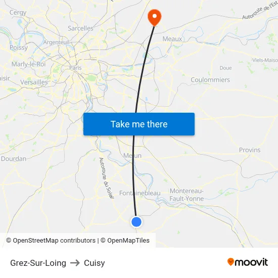 Grez-Sur-Loing to Cuisy map