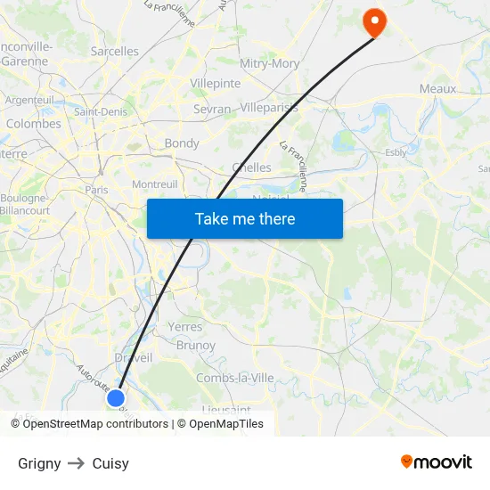 Grigny to Cuisy map
