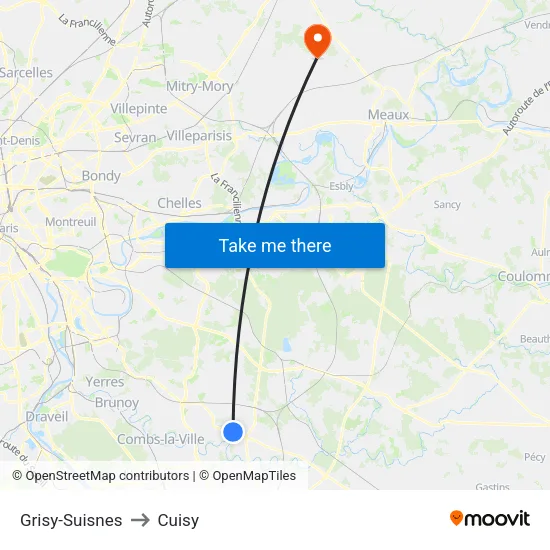 Grisy-Suisnes to Cuisy map