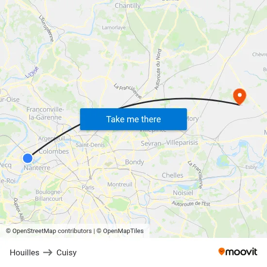 Houilles to Cuisy map