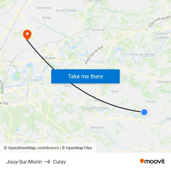 Jouy-Sur-Morin to Cuisy map
