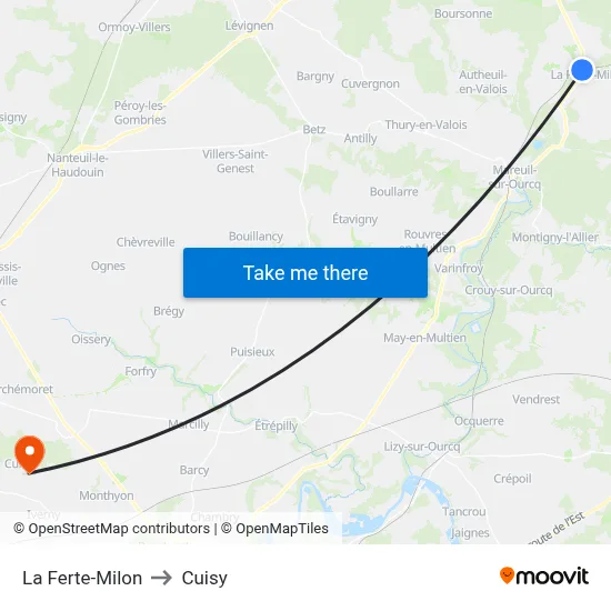 La Ferte-Milon to Cuisy map