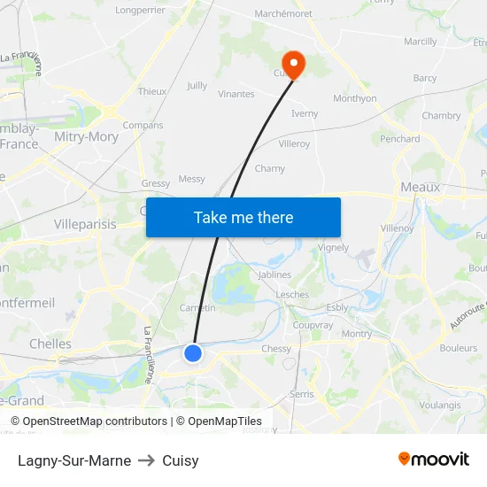 Lagny-Sur-Marne to Cuisy map
