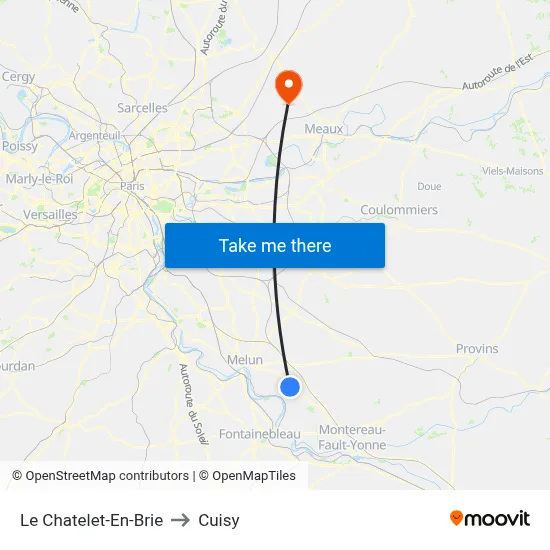 Le Chatelet-En-Brie to Cuisy map