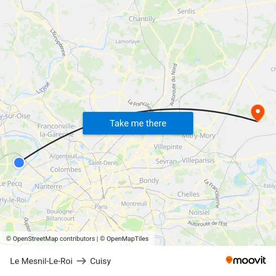 Le Mesnil-Le-Roi to Cuisy map