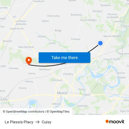 Le Plessis-Placy to Cuisy map