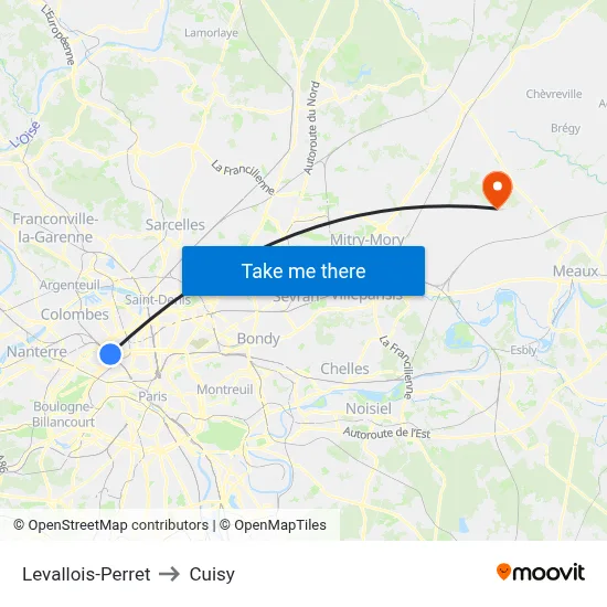 Levallois-Perret to Cuisy map