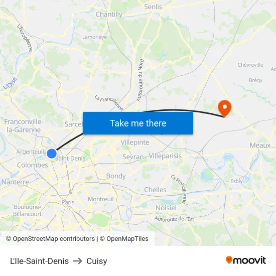 L'Ile-Saint-Denis to Cuisy map