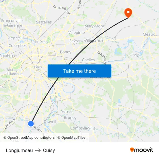 Longjumeau to Cuisy map