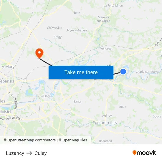 Luzancy to Cuisy map