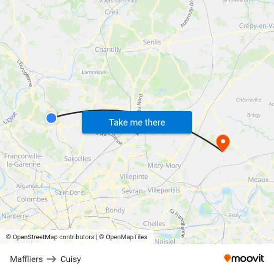 Maffliers to Cuisy map