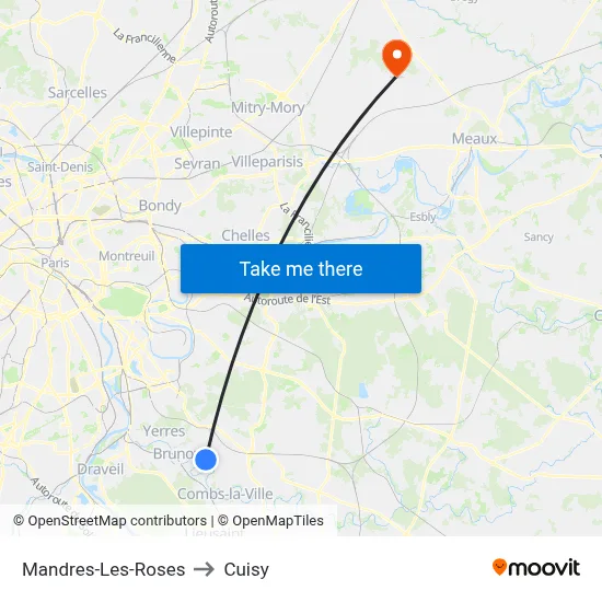 Mandres-Les-Roses to Cuisy map