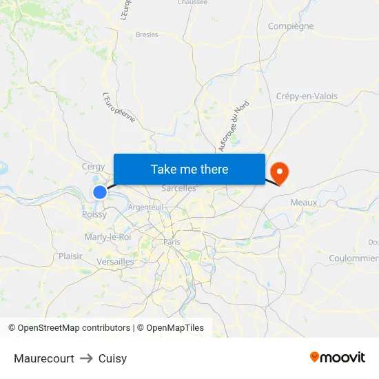 Maurecourt to Cuisy map