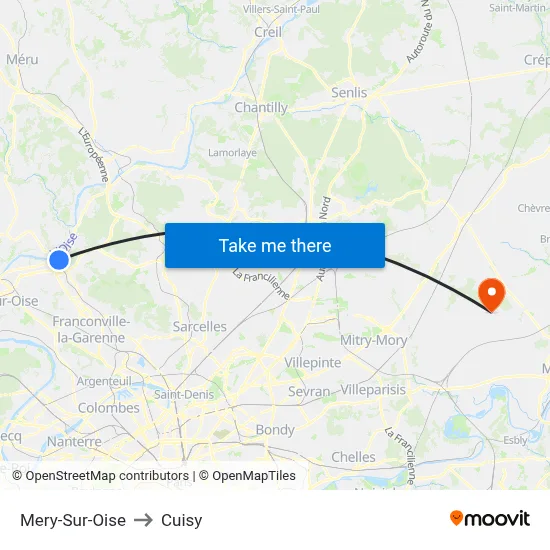 Mery-Sur-Oise to Cuisy map