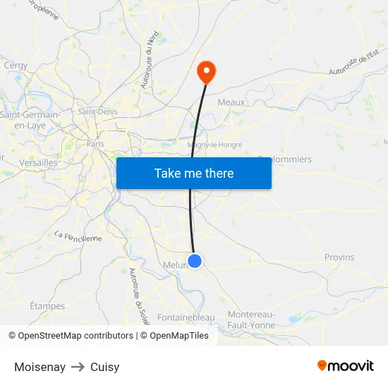Moisenay to Cuisy map