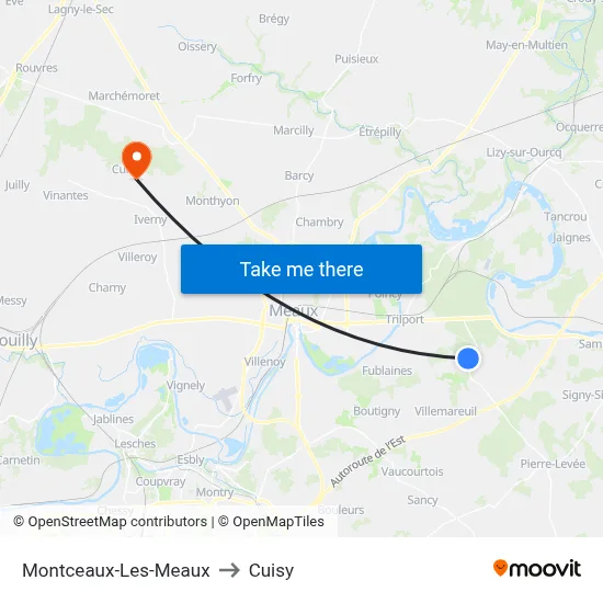 Montceaux-Les-Meaux to Cuisy map