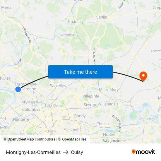 Montigny-Les-Cormeilles to Cuisy map