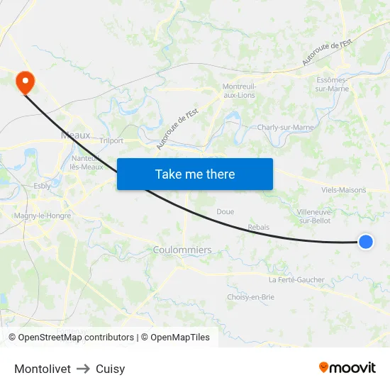 Montolivet to Cuisy map