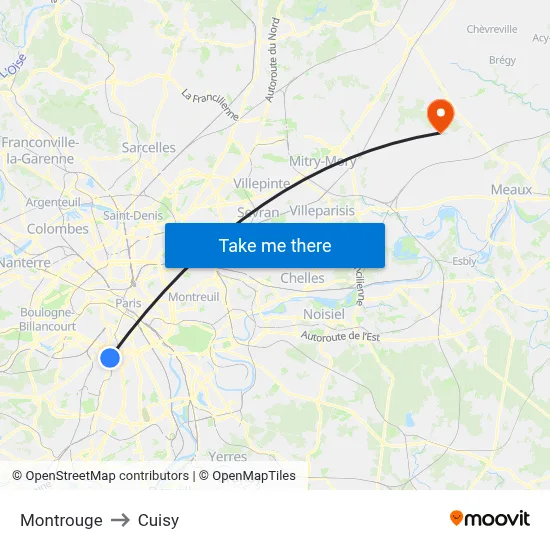 Montrouge to Cuisy map