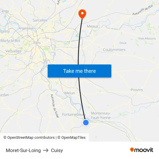 Moret-Sur-Loing to Cuisy map
