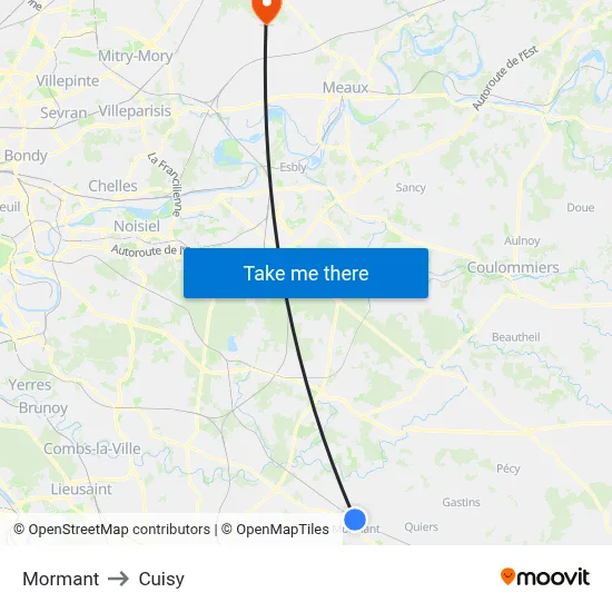 Mormant to Cuisy map