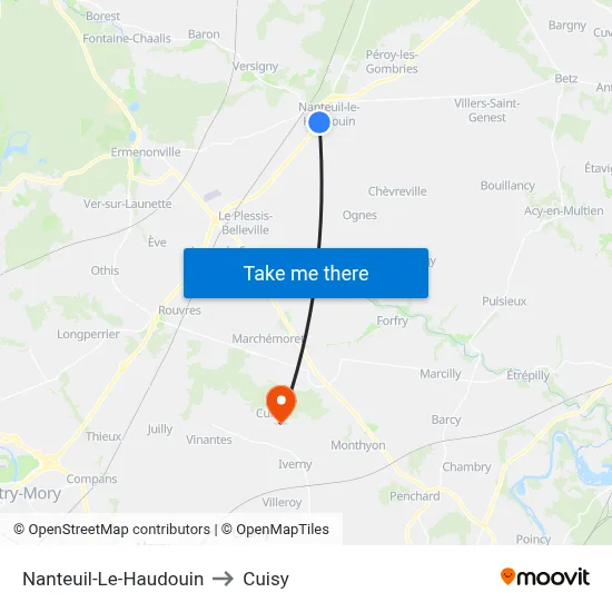 Nanteuil-Le-Haudouin to Cuisy map