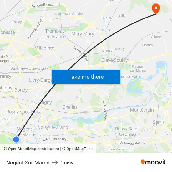 Nogent-Sur-Marne to Cuisy map