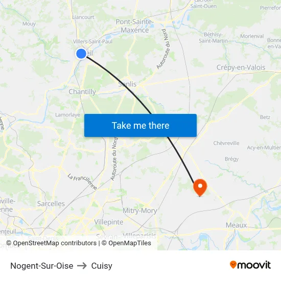 Nogent-Sur-Oise to Cuisy map