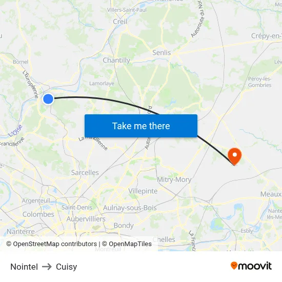 Nointel to Cuisy map