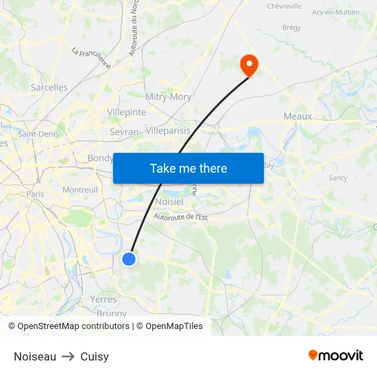 Noiseau to Cuisy map