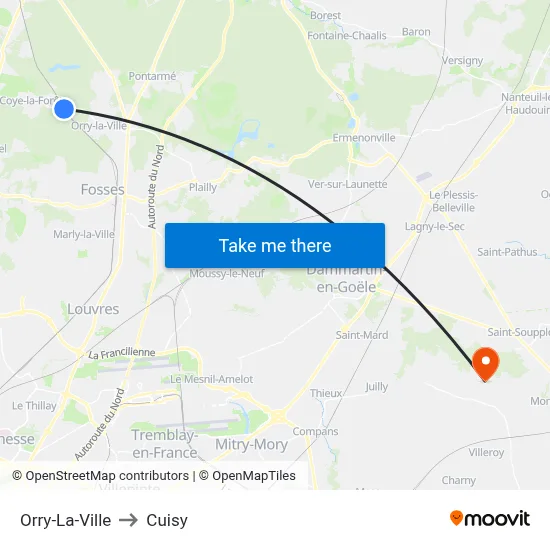 Orry-La-Ville to Cuisy map