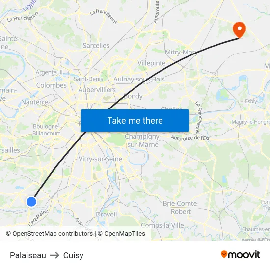Palaiseau to Cuisy map