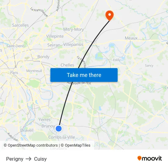 Perigny to Cuisy map