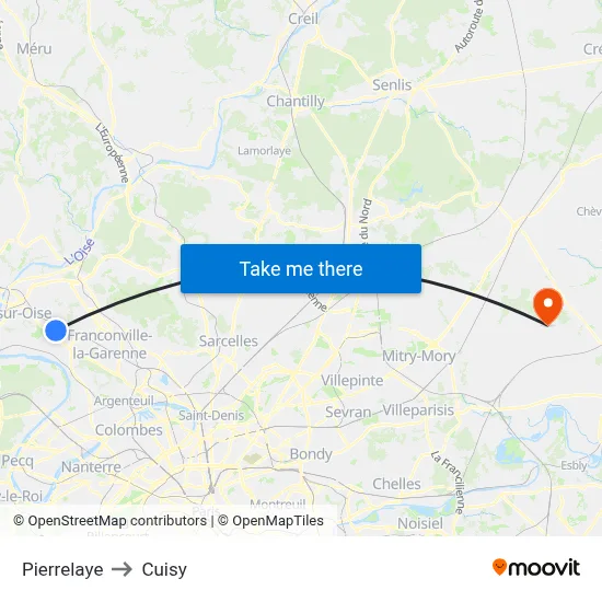 Pierrelaye to Cuisy map