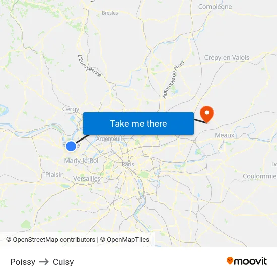 Poissy to Cuisy map