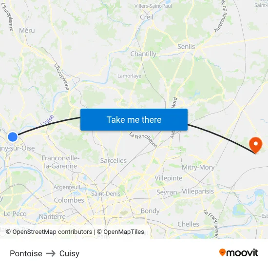 Pontoise to Cuisy map