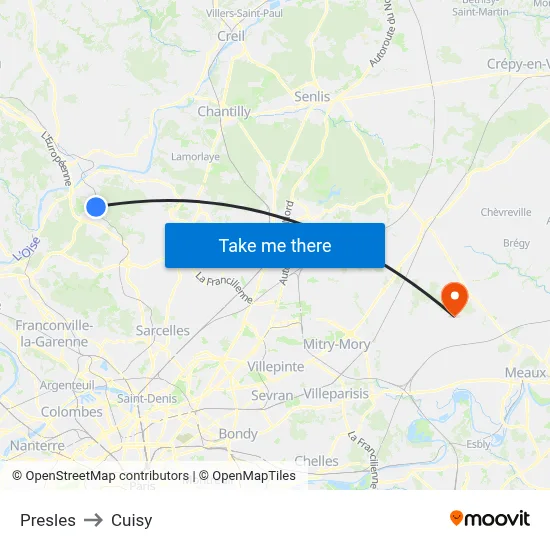 Presles to Cuisy map