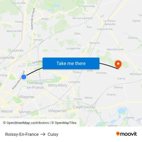 Roissy-En-France to Cuisy map