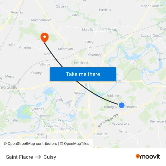 Saint-Fiacre to Cuisy map