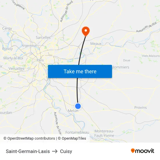 Saint-Germain-Laxis to Cuisy map