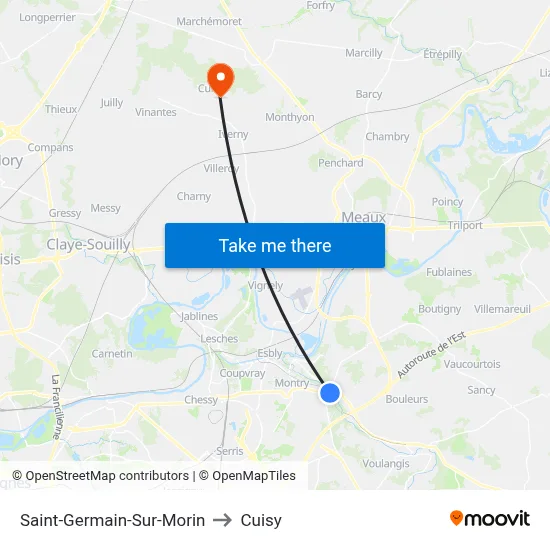 Saint-Germain-Sur-Morin to Cuisy map