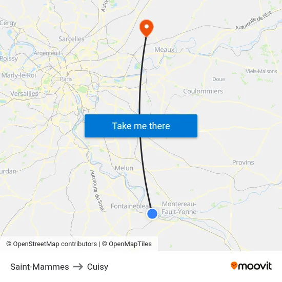 Saint-Mammes to Cuisy map