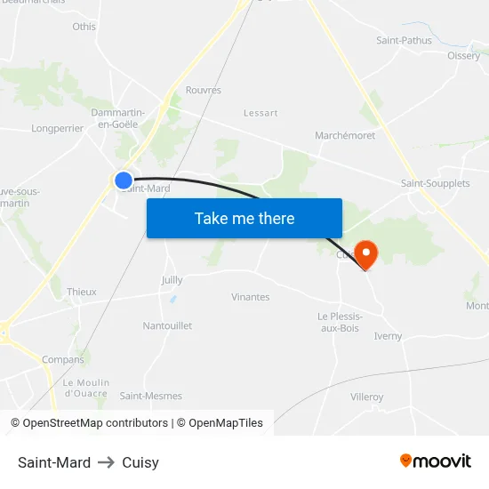 Saint-Mard to Cuisy map