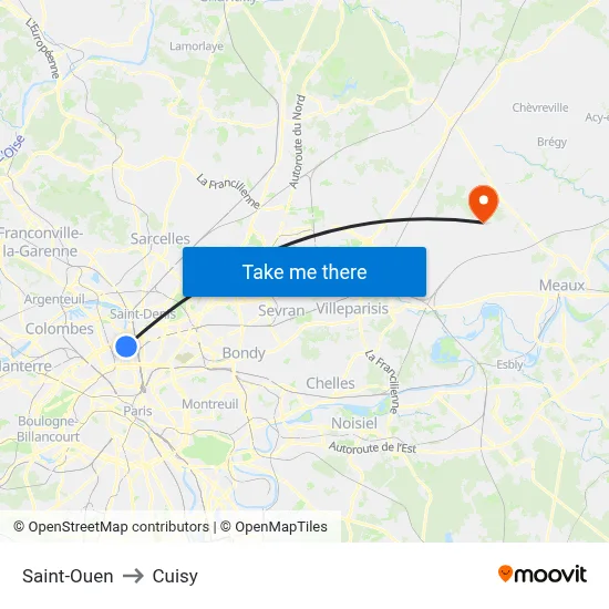 Saint-Ouen to Cuisy map