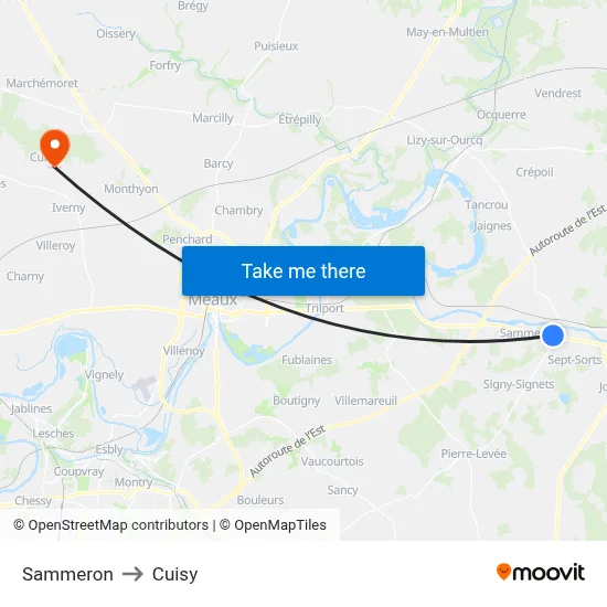 Sammeron to Cuisy map
