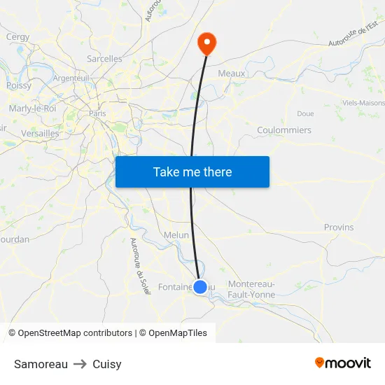 Samoreau to Cuisy map