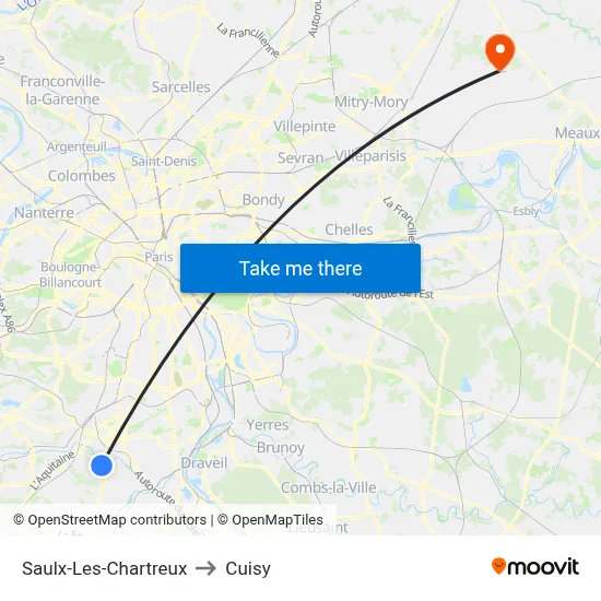Saulx-Les-Chartreux to Cuisy map