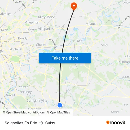 Soignolles-En-Brie to Cuisy map