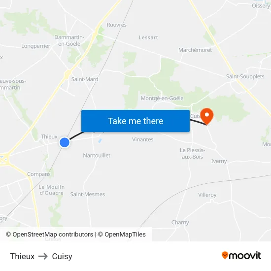 Thieux to Cuisy map