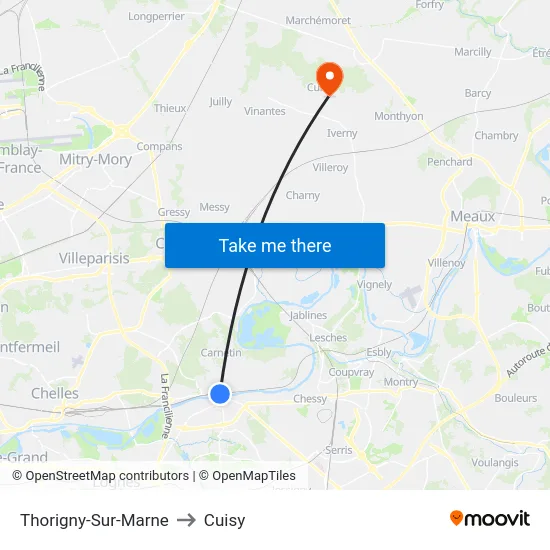 Thorigny-Sur-Marne to Cuisy map